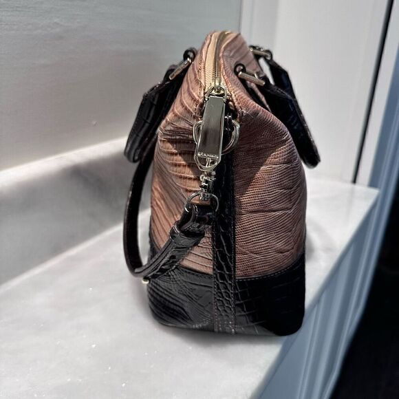 Brahmin Duxbury Satchel Golden Taupe Ombre Dark Brown Embossed Leather Excellent - Picture 4 of 8